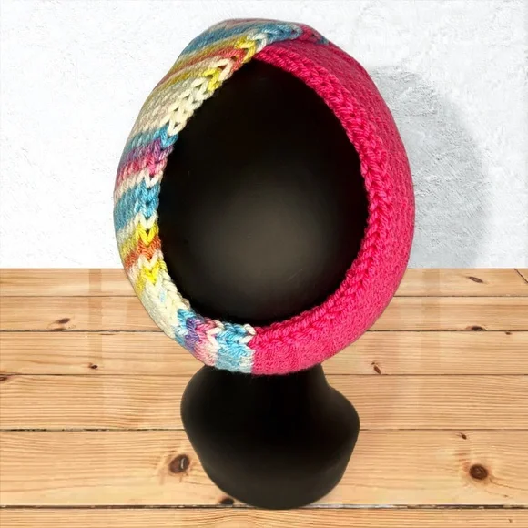 Handmade Knit Twist Ear Warmers Handcrafted Headband Hot Rose and Flapper Girl - Picture 6 of 9